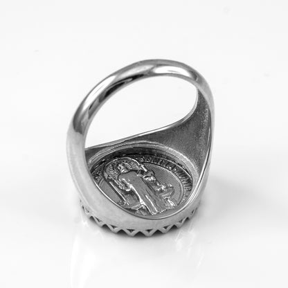 Sterling Silver St. Benedict Mens Statement Ring Karma Blingz
