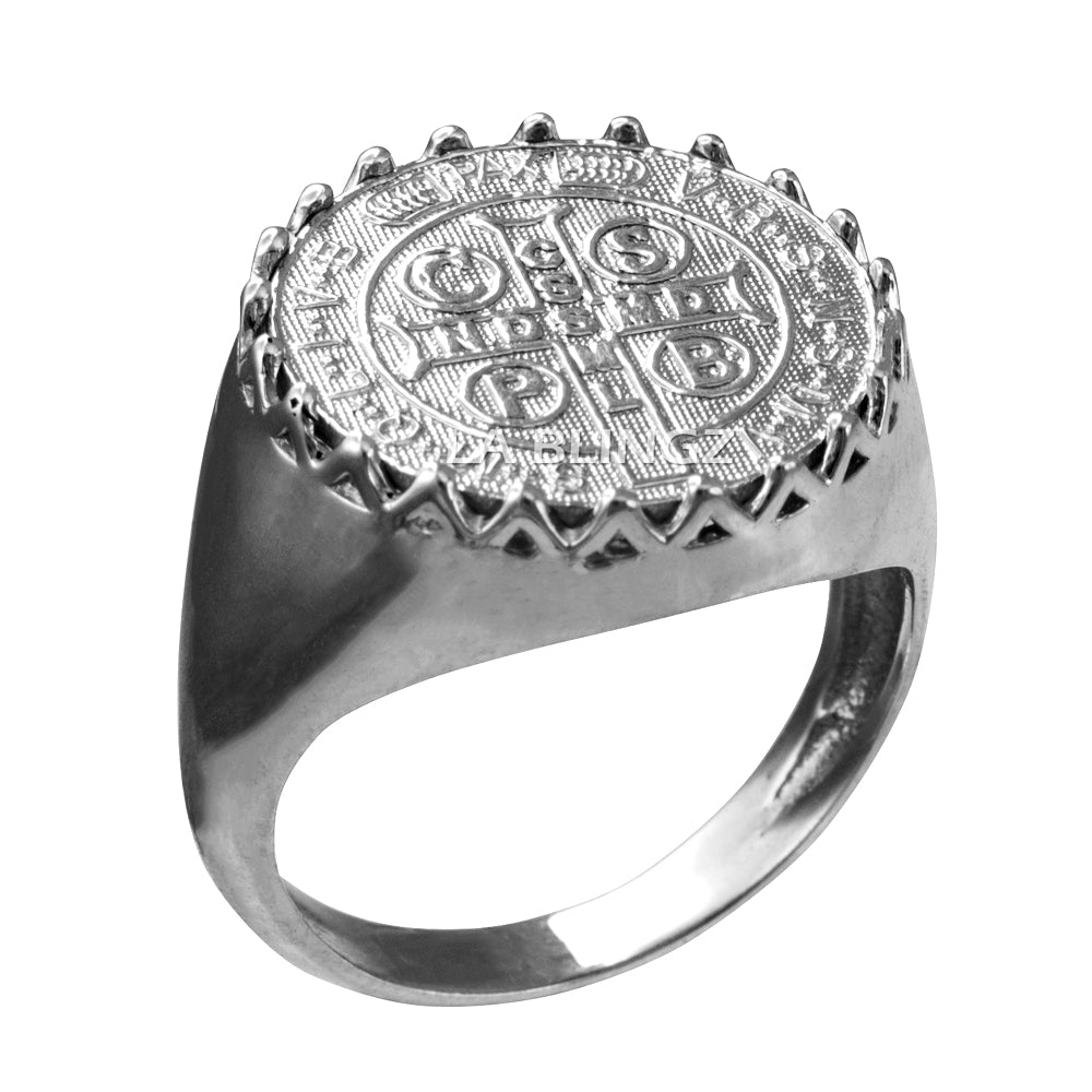 Sterling Silver St. Benedict Mens Statement Ring Karma Blingz