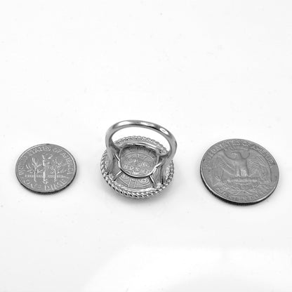 White Gold Saint Benedict Womens Statement Ring Karma Blingz