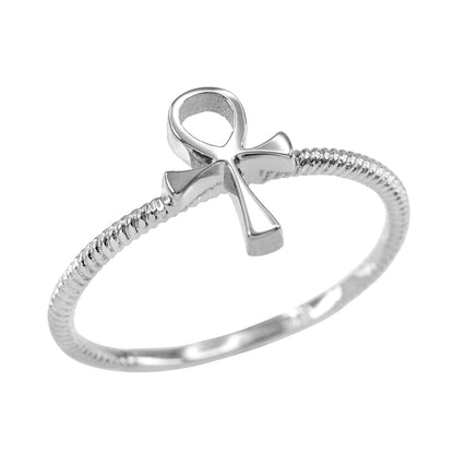 Dainty Gold Egyptian Ankh Womens Ring Karma Blingz