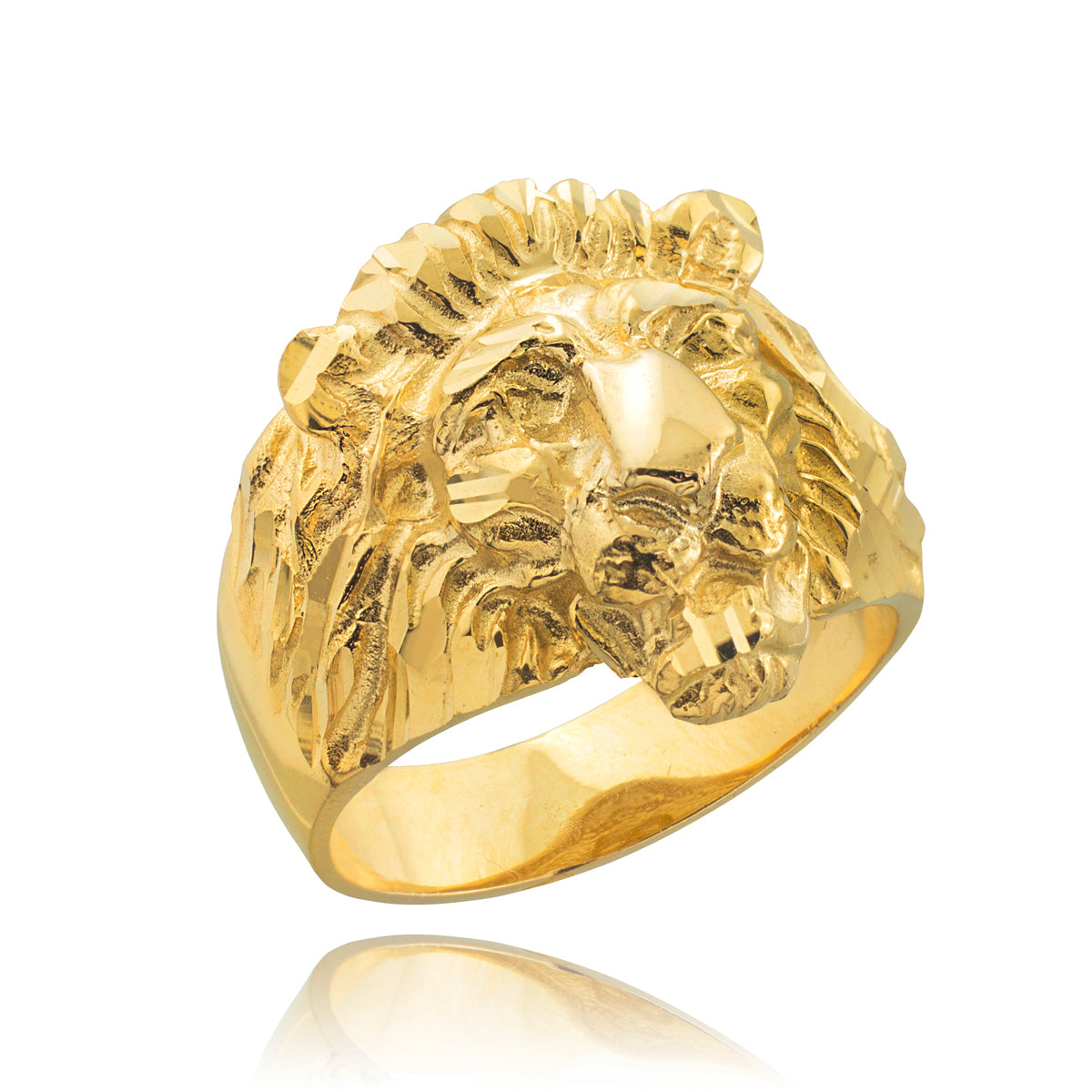 Men's Solid Gold Lion Head Ring Karma Blingz