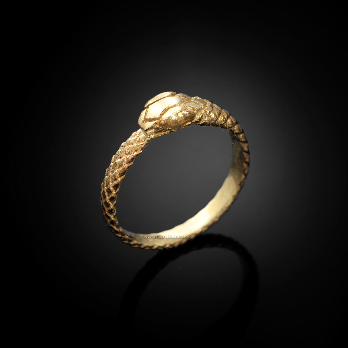 Solid Gold Tail Biting Ouroboros Snake Ring Karma Blingz