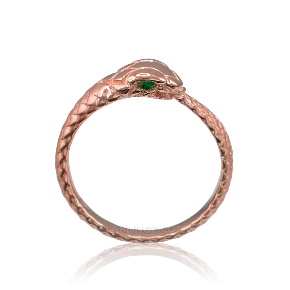 Gold Ouroboros Snake Emerald Ring Karma Blingz