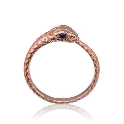 Gold Ouroboros Snake Blue Sapphire Ring Karma Blingz