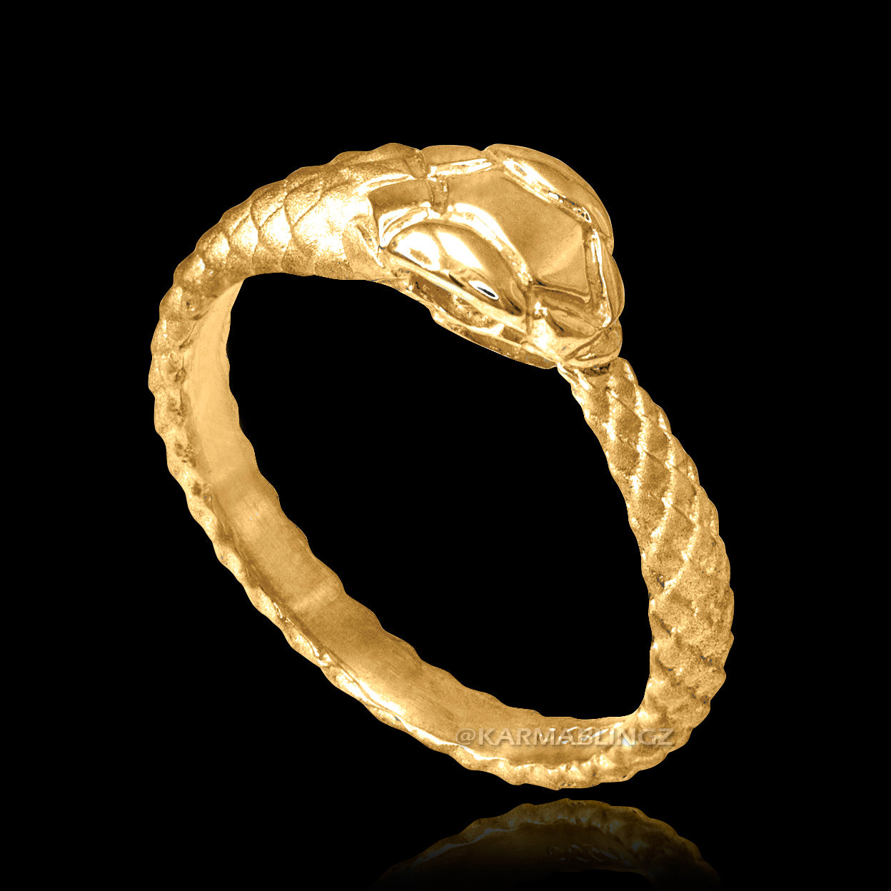 Solid Gold Tail Biting Ouroboros Snake Ring Karma Blingz