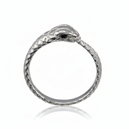 Sterling Silver Ouroboros Snake Black Diamond Ring Karma Blingz