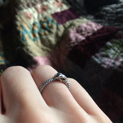 Sterling Silver Ouroboros Tail Eating Snake Ring Band Karma Blingz
