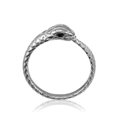 Gold Ouroboros Snake Black Diamond Ring Karma Blingz