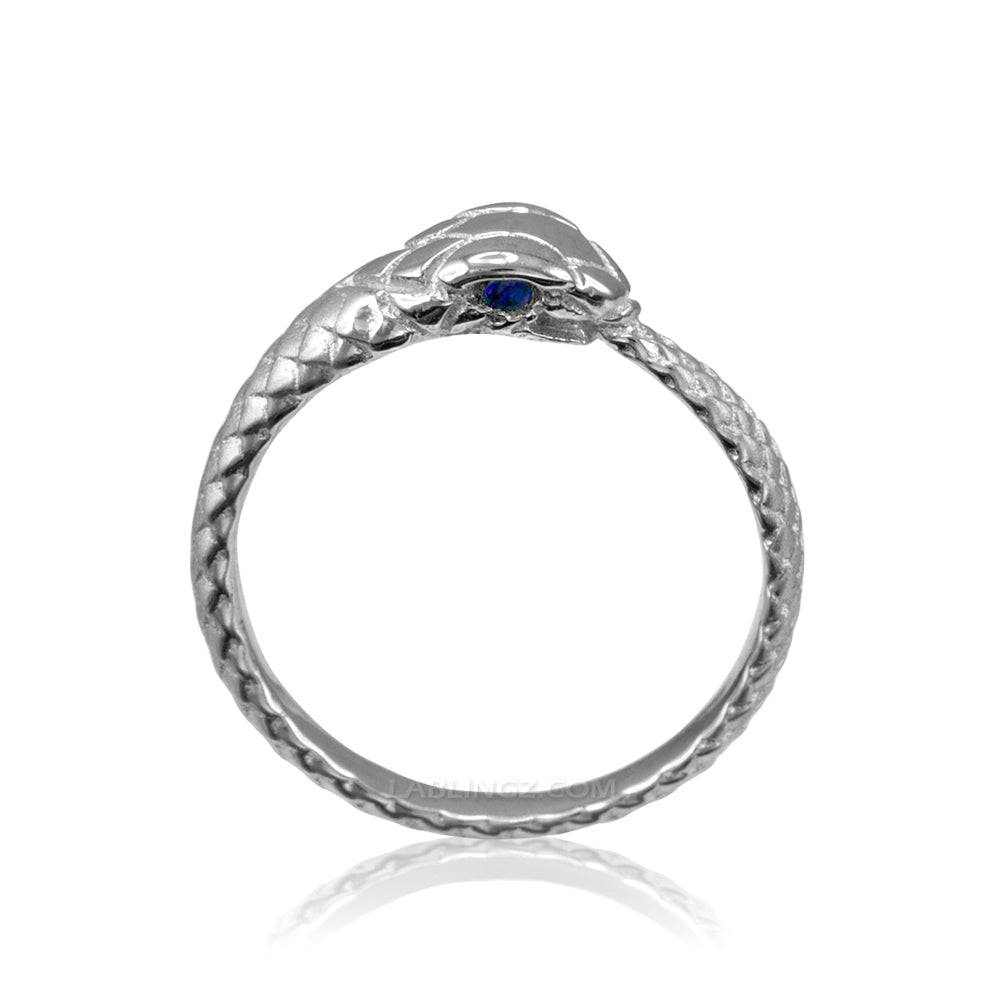 Gold Ouroboros Snake Blue Sapphire Ring Karma Blingz