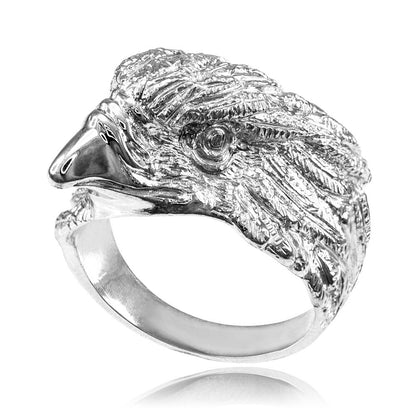 Sterling Silver American Eagle Head Men's Statement Ring Karma Blingz