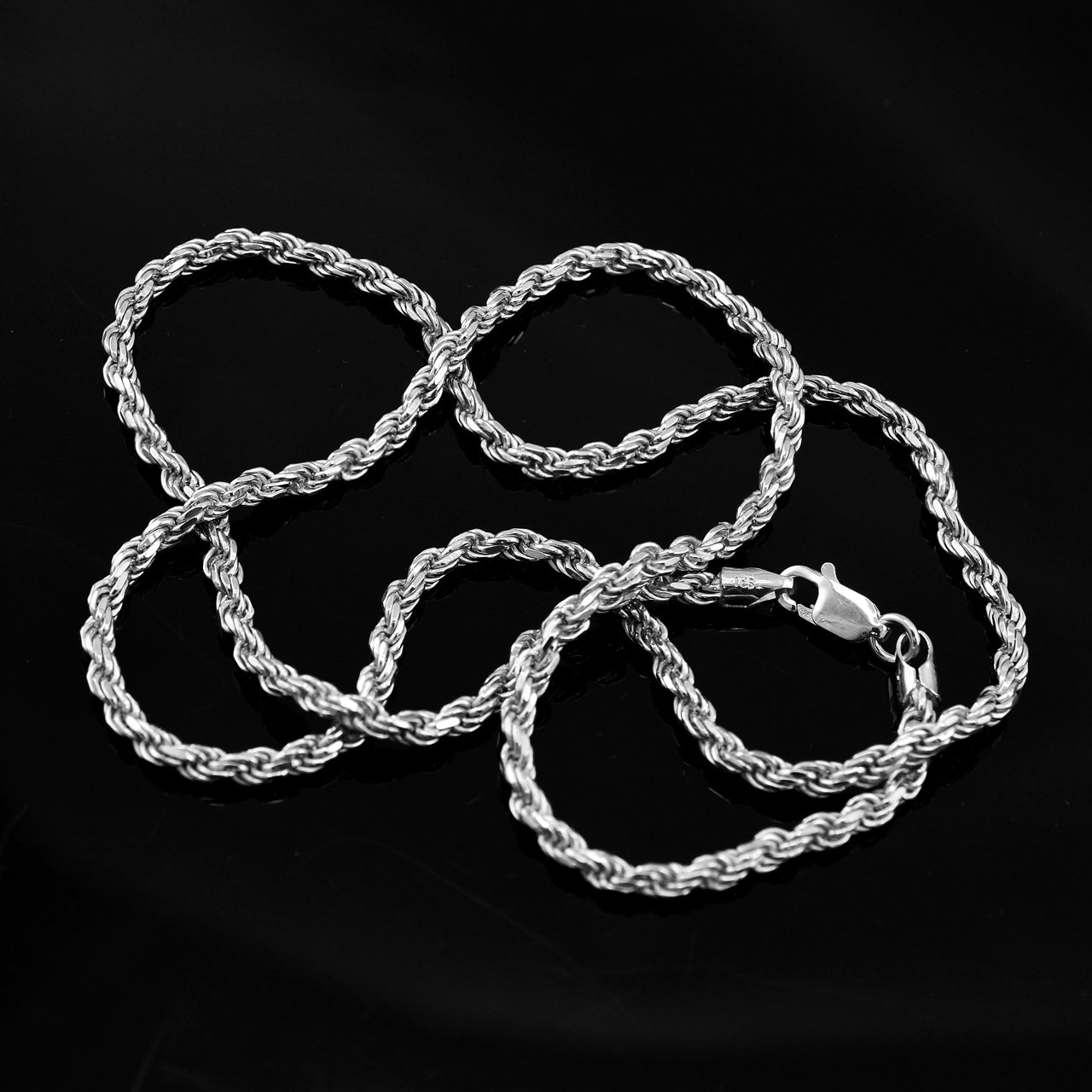 Sterling Silver 3 mm Rope Chain Karma Blingz