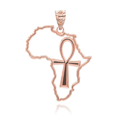 Polished Gold Africa Map Egyptian Ankh Openwork Pendant Necklace Karma Blingz