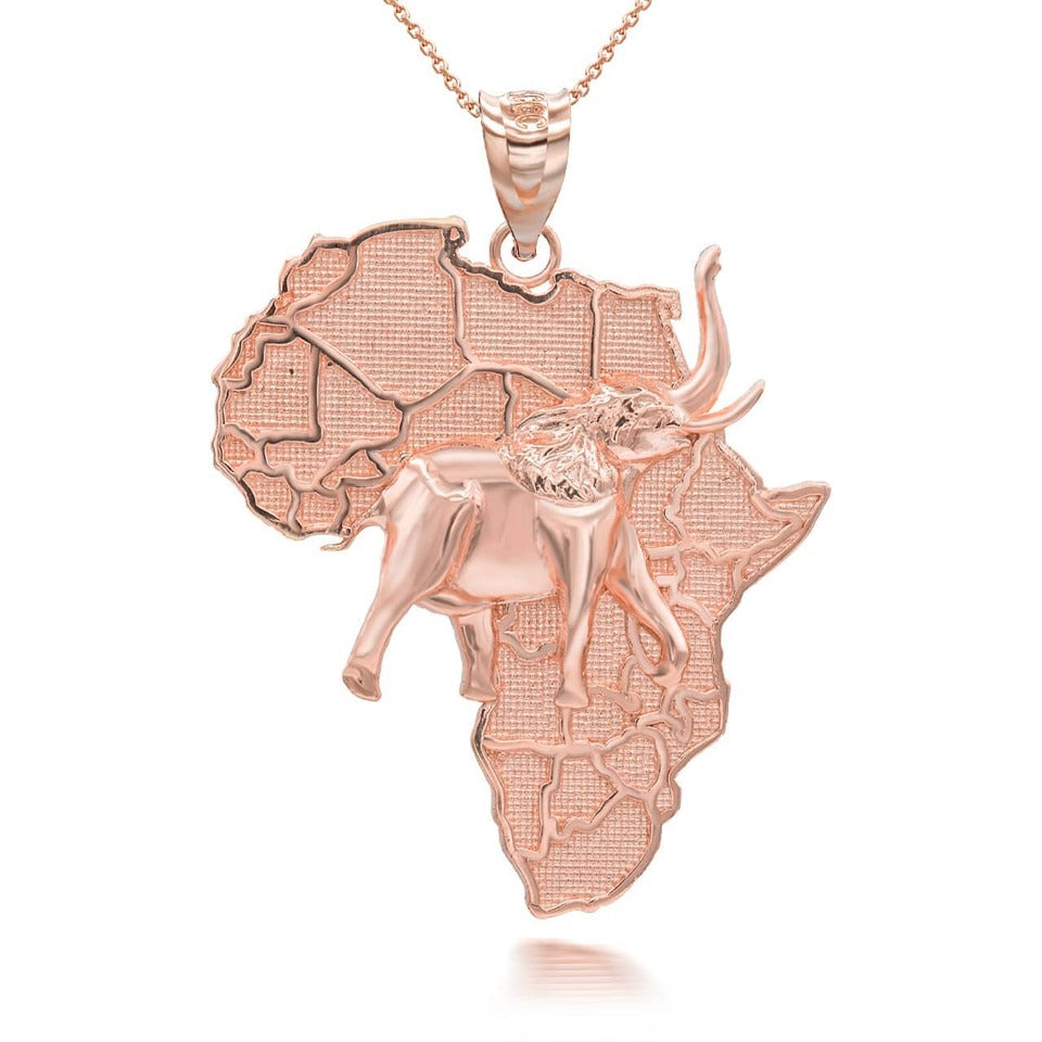 Gold Africa Map Elephant Pendant Necklace Karma Blingz