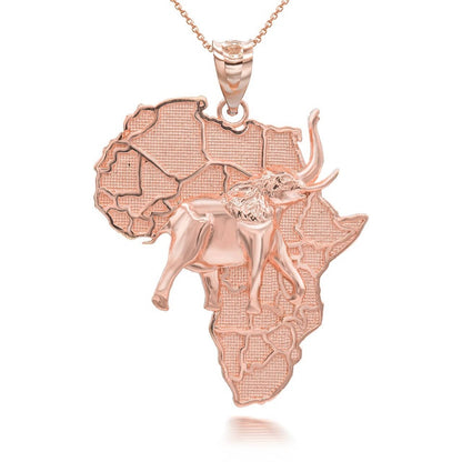 Gold Africa Map Elephant Pendant Necklace Karma Blingz