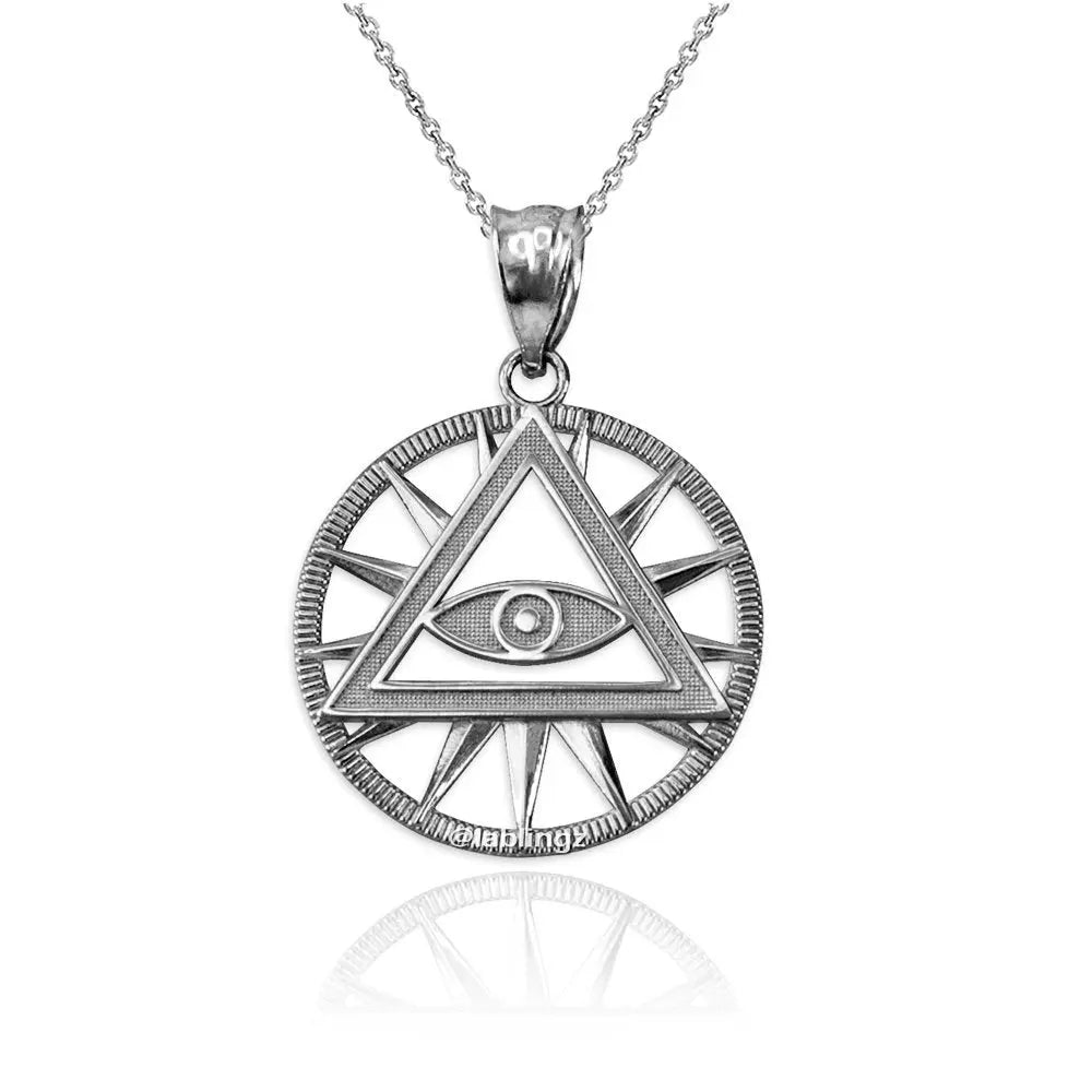 Sterling Silver All-Seeing-Eye of Providence Illuminati Pyramid Charm Necklace Karma Blingz