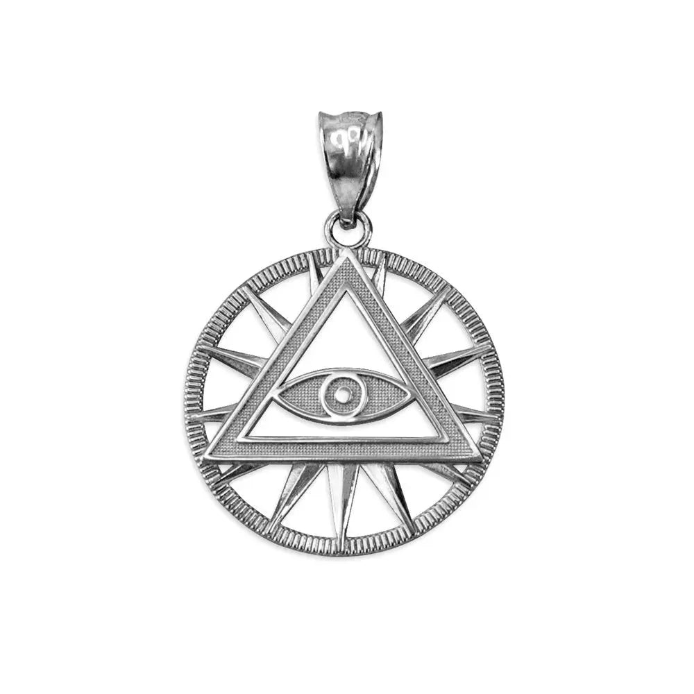 Sterling Silver All-Seeing-Eye of Providence Illuminati Pyramid Charm Necklace Karma Blingz