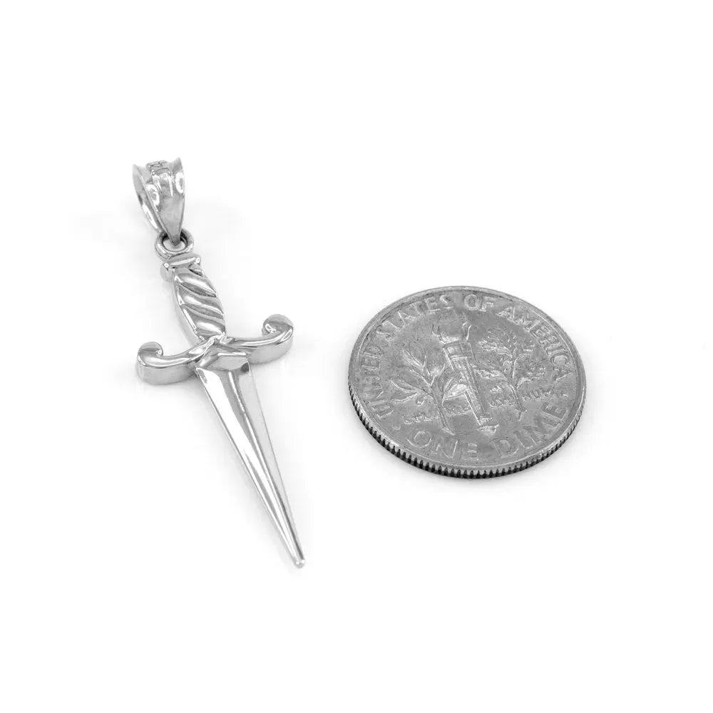 Sterling Silver Dagger Knife Charm Pendant Necklace FDJ