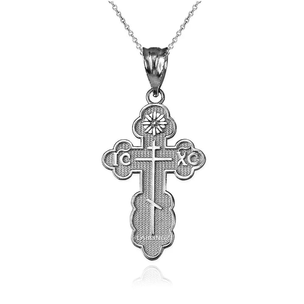 Sterling Silver Eastern Orthodox Cross Pendant Necklace Karma Blingz