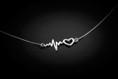 Sterling Silver Heartbeat Necklace Karma Blingz