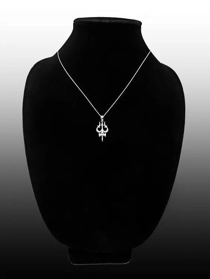 Sterling Silver Trident of Lord Shiva Trishula Pendant Necklace Karma Blingz
