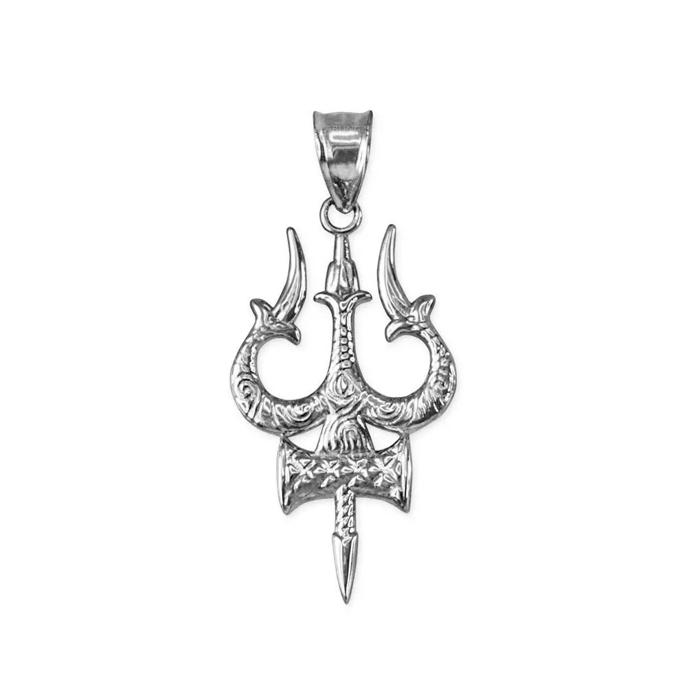 Sterling Silver Trident of Lord Shiva Trishula Pendant Necklace Karma Blingz