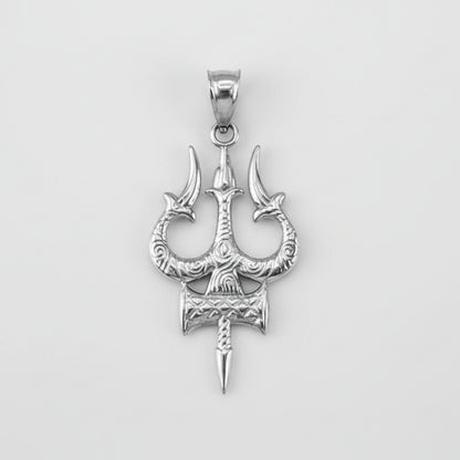 Sterling Silver Trident of Lord Shiva Trishula Pendant Necklace Karma Blingz