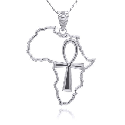 Polished Gold Africa Map Egyptian Ankh Openwork Pendant Necklace Karma Blingz