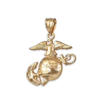 Gold Marine Corps Womens USMC Charm Necklace (14K, 10K, yellow, white, rose gold) Karma Blingz