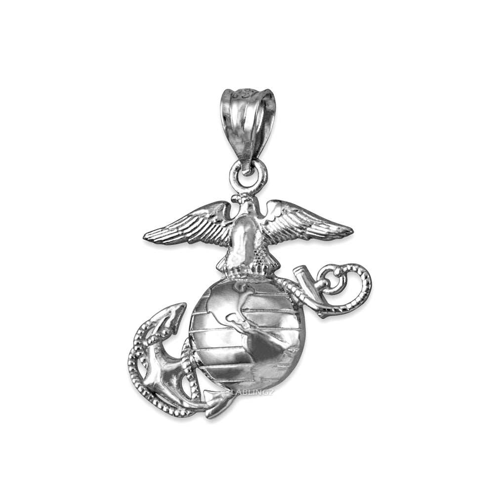 Sterling Silver US Marine Corps Womens USMC Charm Necklace Karma Blingz