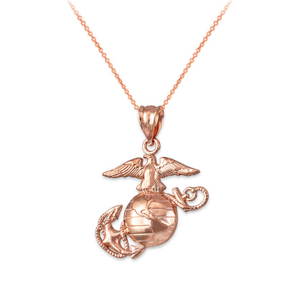 Gold Marine Corps Womens USMC Charm Necklace (14K, 10K, yellow, white, rose gold) Karma Blingz