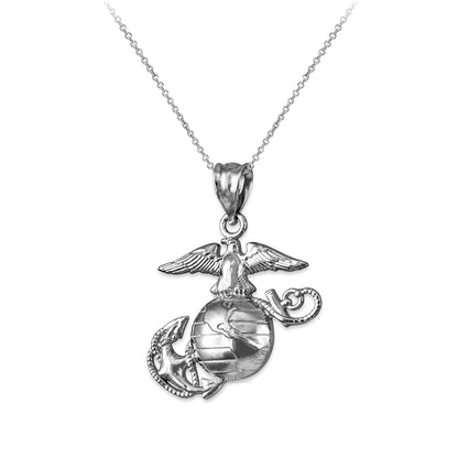 Sterling Silver US Marine Corps Womens USMC Charm Necklace Karma Blingz