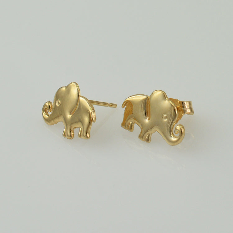 Polished Gold Tiny Elephant Stud Earrings Karma Blingz