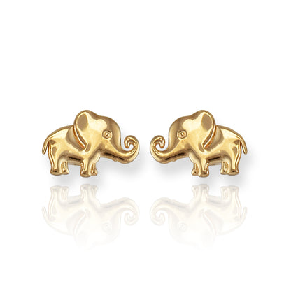 Polished Gold Tiny Elephant Stud Earrings Karma Blingz