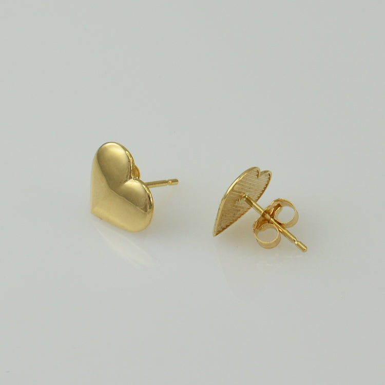 Polished Gold Heart Stud Earrings Karma Blingz