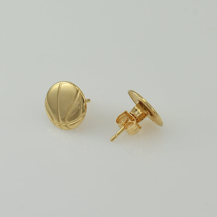Polished Gold Basketball Stud Earrings Karma Blingz