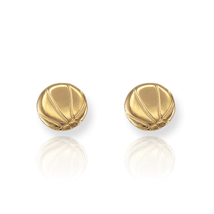Polished Gold Basketball Stud Earrings Karma Blingz