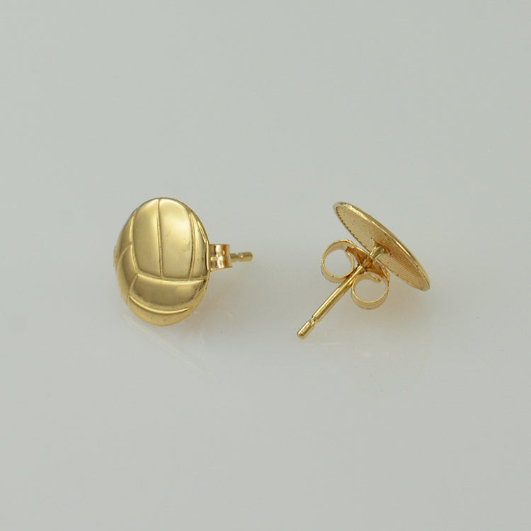 Polished Gold Volleyball Stud Earrings Karma Blingz