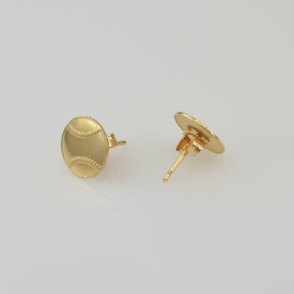 Polished Gold Baseball Stud Earrings Karma Blingz