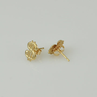 Cash Money Dollar Sign Gold Stud Earrings Karma Blingz
