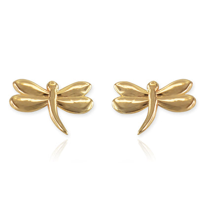 Polished Gold Dragonfly Stud Earrings Karma Blingz