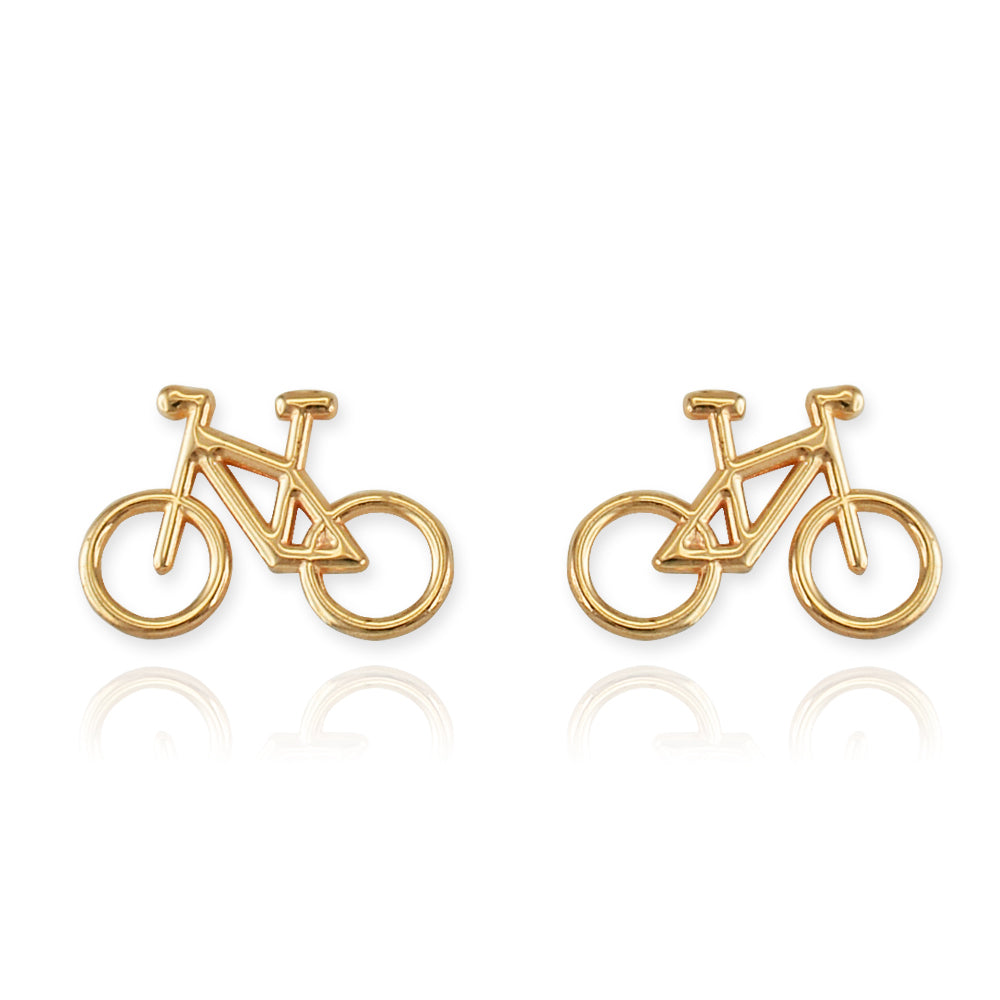 Gold Bicycle Bike Stud Earrings Karma Blingz