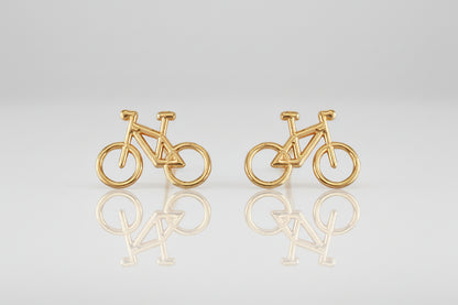 Gold Bicycle Bike Stud Earrings Karma Blingz