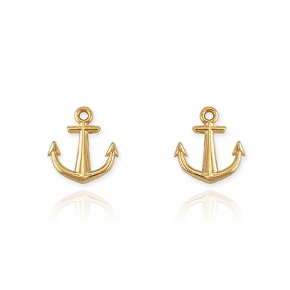 Polished Gold Tiny Anchor Stud Earrings Karma Blingz