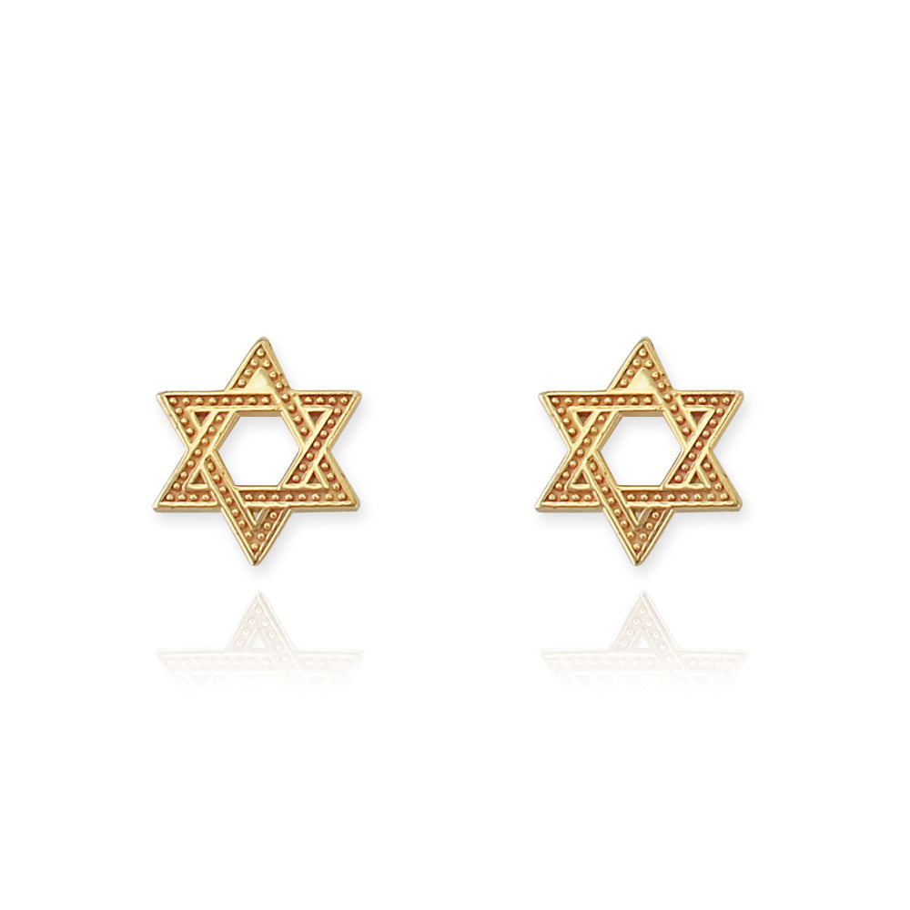 Star of David Jewish Gold Stud Earrings Karma Blingz