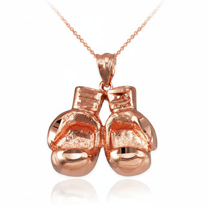 Gold Boxing Gloves DC Pendant Necklace (10K, 14K, yellow, white, rose gold) Karma Blingz