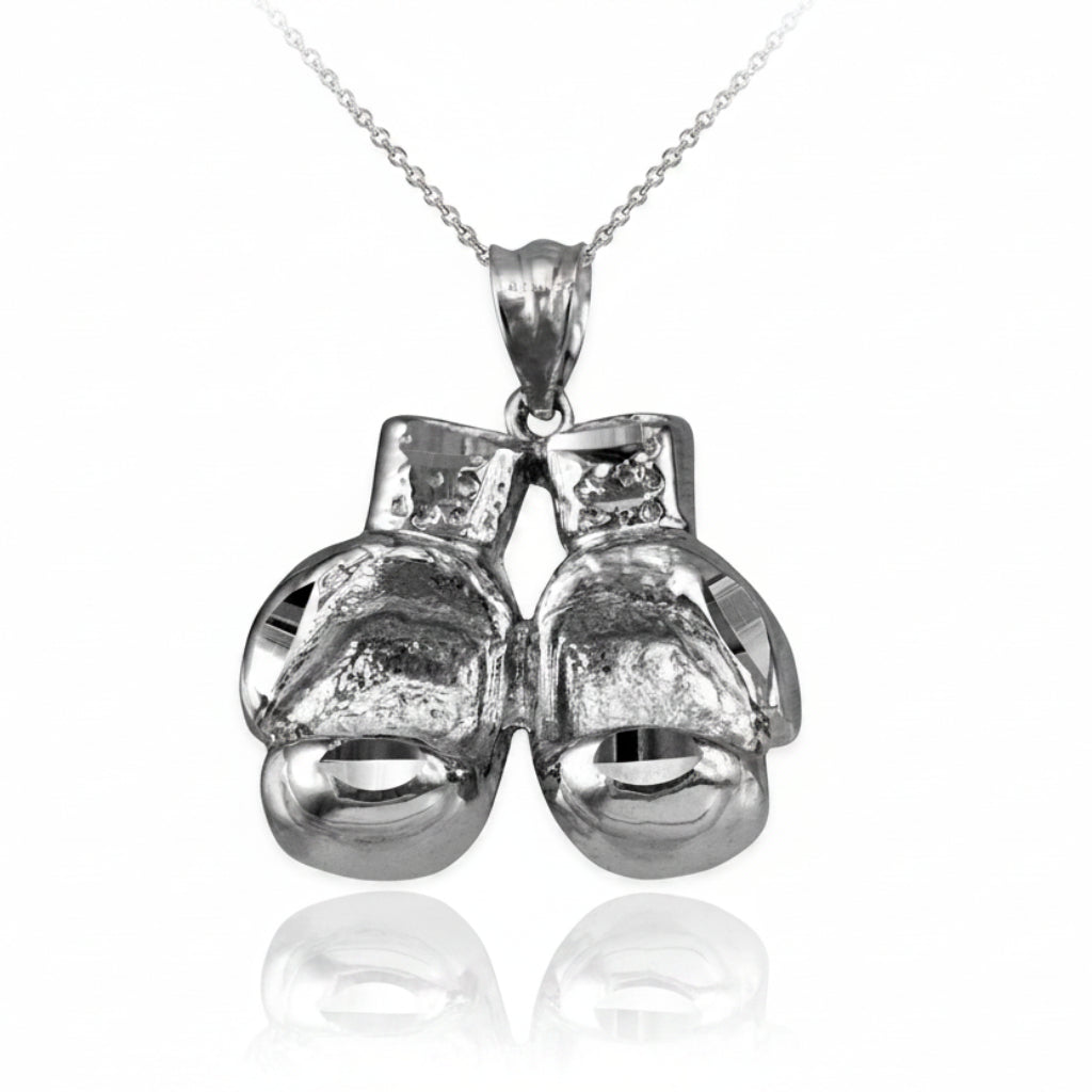 Gold Boxing Gloves DC Pendant Necklace (10K, 14K, yellow, white, rose gold) Karma Blingz
