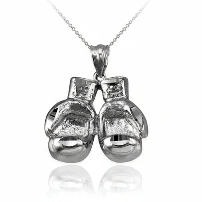 Gold Boxing Gloves DC Pendant Necklace (10K, 14K, yellow, white, rose gold) Karma Blingz