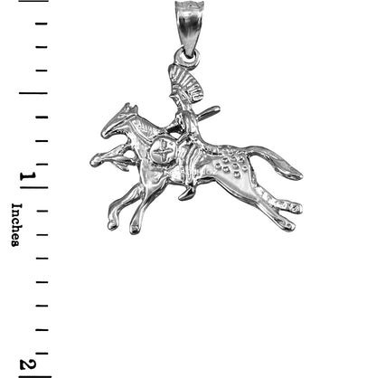 Solid Gold Indian Chief Horse Rider Pendant Necklace (10K, 14K, yellow, white, rose gold) Karma Blingz