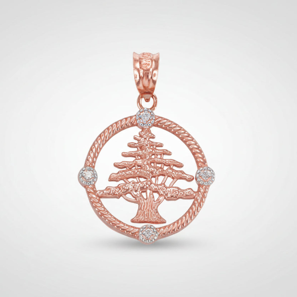 Gold Cedar Tree of Lebanon Diamond Pendant Necklace (10k, 14k, yellow, white, rose gold) Karma Blingz