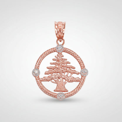 Gold Cedar Tree of Lebanon Diamond Pendant Necklace (10k, 14k, yellow, white, rose gold) Karma Blingz